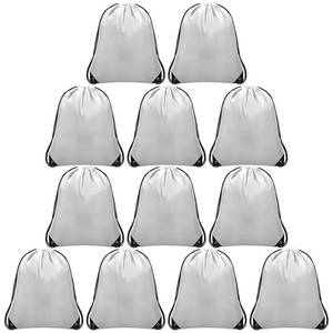 lot 6462 image: Grneric 12Pcs Drawstring Backpack Bulk Cinch Bag, Polyester Drawstring Bags for Gym Yoga Beach Camping Party(White)