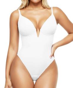 lot 6463 image: Popilush Body Suit for Women Plus Size Deep V Neck Tummy Control Shapewear Corset Bodysuits for Women XXX-Large