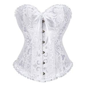 lot 6464 image: SZIVYSHI Corset Tops for Women, Bustier Shapewear Lingerie, Fashion Lace Waist Push Up Bodysuit Vest, Strapless Vintage Victorian Overbust Bodice for Night Out (White,S)
