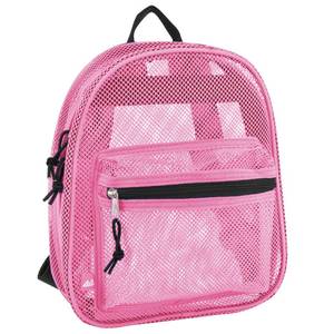 lot 6467 image: Mini Mesh Backpack for Women, Men, Beach Toys, Pool, and Swimming Gear Mini Transparent Backpacks with Padded Straps (Pink)