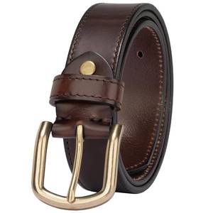 lot 6487 image: TYWestyles 1.3�� Womens Leather Belt for Jeans Pants with Gold Buckle