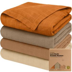 lot 7149 image: 4-Pack Muslin Swaddle Blankets for Boys, Girls - Organic Baby Swaddles for Newborns, Soft & Breathable Receiving Baby Blankets for Girl, Boy, Neutral, Newborn Essentials Gift (Spice)