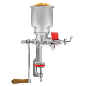 lot 7154 image: Victoria Manual Cast Iron Grain Mill with High Hopper, Premium Corn-Grinding Mill and Grain Grinder, Made in Colombia