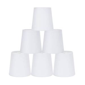 lot 7161 image: LAMPWELL VIRGO Clip-on Chandelier Lamp Shades,Set of 6,Small Barrel,5.2�4�H5.2,Fabric, Handmade,Traditional Decorative,ONLY FOR CANDLE BULB,Offwhite