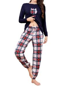 lot 7165 image: Soft Comfy Womens Pajama Sets - Long Sleeve Sleepwear with Pants, Cute Cat Print Pajamas For Women Set, Cotton Pjs Set for Women and Girls S-XXL (US, Alpha, Large, Regular, B1-Blue)