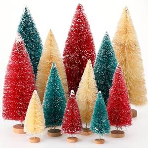 lot 7174 image: Meooeck 12 Pcs Mini Christmas Trees Bottle Brush Christmas Trees 4 Sizes 46810 Inch Artificial Xmas Tree with Wood Base Winter Fake Pine Tree Decor for Home(Green, Beige, Red)