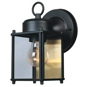lot 7181 image: DESIGNERS FOUNTAIN Preston Outdoor Light Fixture, 8 Inch Exterior Wall Lantern Sconce for Front Door, Patio and Porch, Black, 1161-BK
