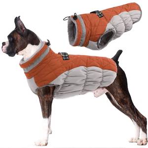 lot 7183 image: Lelepet Dog Coat Warm Dog Winter Coat Waterproof Dogs Jacket with Harness Built in Reflective Pet Fleece Vest Zip-Up Cold Weather Coats for Large Dogs Turtleneck & Windproof Coats Boston Terrier Brown