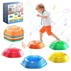lot 7186 image: Holyton Music Light Up Stepping Stones for Kids, 5-Pack Sensory Balance Stones, Non-Slip Toddler Stepping Toys for Ages 3-8, Ideal for Sensory Training & Great Gift for Indoor & Outdoor Play