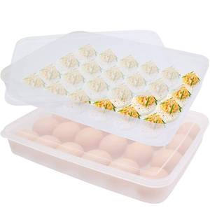 lot 7193 image: Anyumocz 2 Pack Covered Egg Holder,Clear Egg Holder Storage Container,Stackable Plastic Refrigerator Egg Trays for Deviled Egg,Protect and Keep Fresh(48 Eggs)