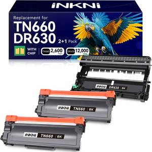 lot 7195 image: InkNI Compatible DR630 Drum TN660 Toner Cartridge Replacement for Brother DR630 TN660 TN630 High Yield Compatible for Brother HL-L2300D L2540DW L2320D L2360DW L2380DW L2700DW Printer (Black, 3-Pack)