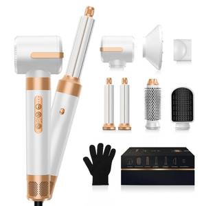 lot 7197 image: 7 in One Blow Dryer Brush, Negative Ion Hair Dryer Brush Set Upgrade Hot Air Brush Air Styler Curling Wrap Air Curler, Curling Iron Hair Styling Tools As A Gift for StraightCurlDryingSmoothing
