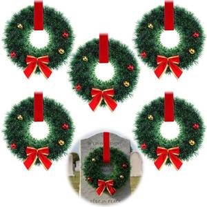 lot 7212 image: Suncalla 6 Pcs Christmas Tinsel Wreaths with Christmas Balls for Outdoor Cemetery Tinsel Wreath with Bows Ribbon for Xmas Holiday Indoor Outdoor Cemetery Window Lamp Post Car Decorations(12 Inches)