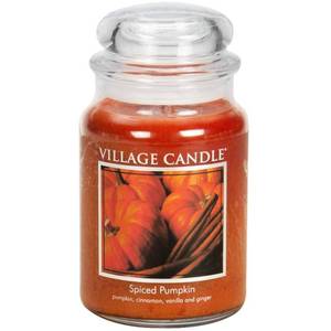 lot 7221 image: Village Candle Spiced Pumpkin Large Apothecary Jar, Scented Candle, 21.25 oz.