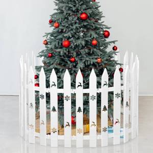 lot 7236 image: Elcoho 15 Pieces 16 Tall Christmas Tree Fences Thick White Plastic Picket Fence Border for Cat Dogs Proof Christmas Tree Barrier Fence Decoration for Home Garden Party