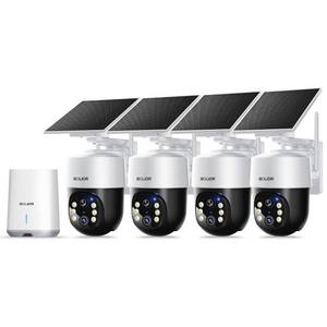 lot 7241 image: SOLIOM Security Cameras Wireless Outdoor,8MP Ultra HD for Day and Night, No Subscription,Built in Radar,Solar Powered Cameras for Home Security, 360° Pan Tilt Auto Tracking,5G & 2.4G WiFi, 4-Cam Kit