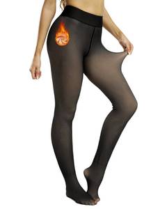 lot 8318 image: NORMOV Winter Warm Fleece Lined Tight Women,Thermal Fake Translucent Leggings Soft Velvet Stretchy Pantyhose(TF Black-XSS)