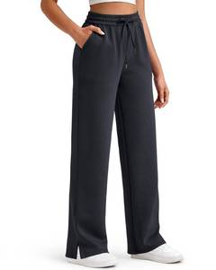 lot 8329 image: G4Free Dress Pants Women Wide Leg Sweatpants with Pockets High Waisted Drawstring Stretch Track Pants Casual Lounge Travel Pants(Black,L,Regular)