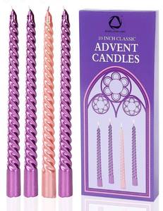 lot 8337 image: 10 inches Advent Candles Set of 4,Ture Dripless Advent Wreath Candles,Velas de Adviento Nativity Scene Candlesticks, Elegant Non Toxic Candle Sticks