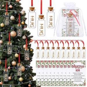 lot 8355 image: Thyle 10 Sets Christmas Hug Hanging Ornaments Jar with Cards Gift Bags Holidays Xmas Tree Decoration for Coworker Employee