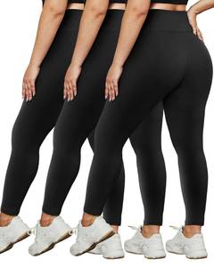 lot 8357 image: HLTPRO 3 Pack Plus Size Leggings for Women(X-Large - 4X)- High Waist Stretchy Soft Pants for Workout Running Yoga BlackBlackBlack