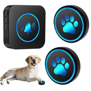 lot 8374 image: Dog Door Bell for Potty Training, Smart Wireless Doggie Doorbell to Go Outside, 1000 Feet Long Range with IP65 Waterproof Super-Light Touch Button, 60 Melodies & Adjustable Volume (2 Button)