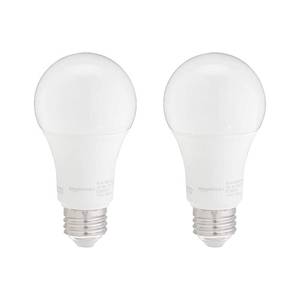 lot 8375 image: Amazon Basics A19 LED Light Bulbs 100 Watt Equivalent, Daylight White (5000K), Energy Efficient 15W, Non-Dimmable, 10,000 Hour Lifetime, 2-Pack