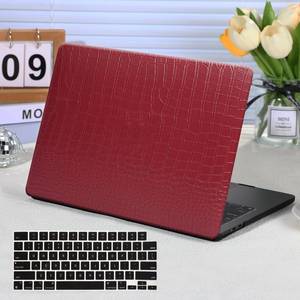 lot 8377 image: Funut for MacBook Air 13 Inch Case 2021 2020 2019 2018 Release M1 A2337 A2179 A1932 Touch ID, MacBook Air M1 Cover Crocodile Leather Laptop Hard Shell & Keyboard Cover for Mac Air 13 Inch, Red
