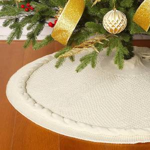 lot 8392 image: Sattiyrch Knit Christmas Tree Skirt,Luxury Cable Knitted Thick Rustic Xmas Tree Decoration (Cream, 36)