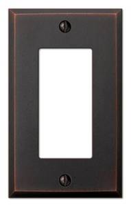 lot 8393 image: Amerelle Manhattan Single Rocker Cast Metal Wallplate in Aged Bronze