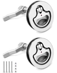 lot 8395 image: QWORK Boat Cam Latch, 2 Pack Marine 316 Stainless Steel Marine Boat Floor Buckle Hatch Latch, Flush Turning Lift Handle Lock