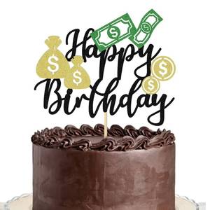 lot 8396 image: Lgaiehjc Dollar Happy Birthday Cake Toppers, Money Cake Topper Decorations for Women Men Birthday Party, Dollar Theme Birthday Party Decor Supplies, Dollar Bill Sign Money Cake Decoration(US dollar-1)