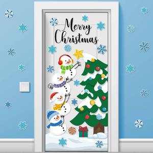 lot 8403 image: Containlol Christmas Bulletin Board Decorations Set Merry Christmas Classroom Door Decorations Winter Snowman Snowflake Paper Cutouts Xmas Tree Wall Stickers Decals for Chalkboard Home Office Party