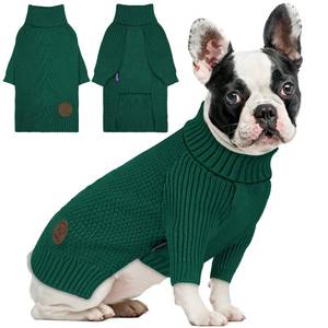 lot 8405 image: cyeollo Dog Christmas Sweater Pullover Turtleneck for Dogs, Classic Knitwear Fall Winter Cold Weather Dog Clothes Warm Pet Apparel Small Medium Large Dog Sweaters, Green M