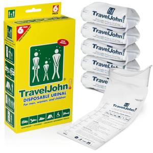lot 8406 image: TravelJohn Disposable Urinal Bags 28oz (6 Pack) �� Road Trip Essentials for Men, Women & Kids �� Odorless Leakproof Portable Urine Bags �� Ideal for Camping, Emergencies & Long Car Rides (TJ1A-C)