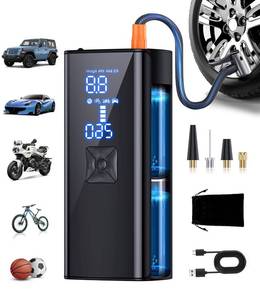 lot 8423 image: Tire Inflator Portable Air Compressor, 2X & 150PSI Faster Inflation Portable Air Pump with LED Light & Digital Pressure Gauge, Tire Pump for Car, Motorcycle, Bicycle, Ball