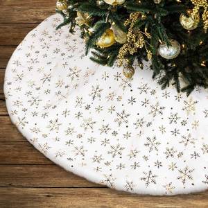 lot 8426 image: Lanpn Christmas Tree Skirt 18 inch, Xmas Tree Skirt with Snowflake Winter Christmas Tree Mat for Small mini Pencil Slim Artificial Trees Winter Home Party Holiday Indoor Xmas Decor (Gold, 45cm)