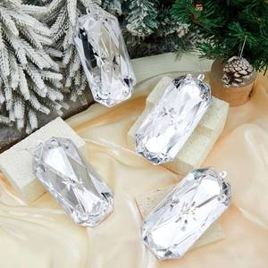lot 8449 image: Syhood 4 Pack 5.7 Inch Jewel Ornament Acrylic Silver Jewel Ornaments for Christmas Tree Glitter Christmas Tree Hanging Decorations Gemstones for Xmas Wedding Holiday Party Decor(Rhombus)