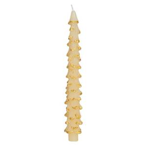 lot 8451 image: Creative Co-Op Golden-Tipped Elegance Tree Shaped Taper Candles, Eggnog Color, Set of 2