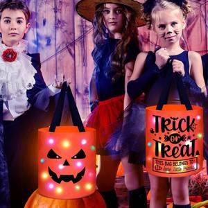 lot 8478 image: Halloween Trick or Treat Bags Candy Bucket Basket Decoration, Light Up Ghost Sweet Bags Multipurpose Reusable Goody Buckets for 2026 Halloween Party Decor Supplies Favors Gifts 1 Pack