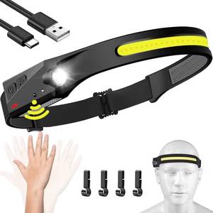 lot 8495 image: Headlamp Rechargeable, 230° Wide Beam Head Lamp LED with Motion Sensor for Adults - Camping Accessories Gear, Waterproof Head Light Flashlight for Hiking, Running, Repairing, Fishing, Cycling