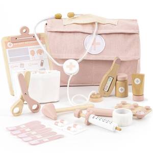 lot 10006 image: Wooden Doctor Play Set for Toddlers - A Complete Durable Pretend Play Medical Kit for Kids 3-5 with Realistic, Non-Toxic Tools & Carrying Case