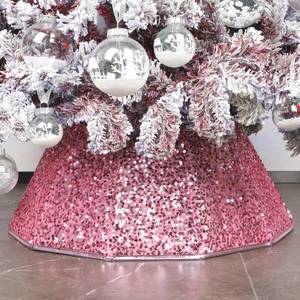 lot 11695 image: Blissun Christmas Tree Collar, Sequin Christmas Tree Skirt, Foldable Christmas Tree Ring, Xmas Tree Stand Base Cover for Christmas Tree Decoration, Pink