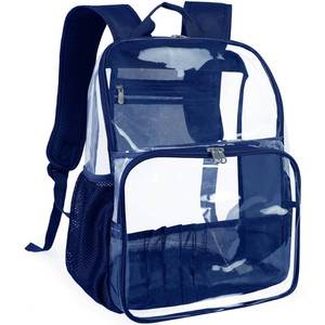 lot 11700 image: GiMiUiTo Clear Backpack,18 See Through Backpack School Approved Heavy Duty Clear Backpack Transparent Bookbag for College Work Travel Security,Navy Blue