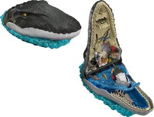 lot 11704 image: Jurassic World Mattel Jurassic World Rebirth Deluxe Mosasaurus Playset with 7 Interactive Features, 7 Sound Effects & 6 Micro Figures, Folds Up to Carry & Store