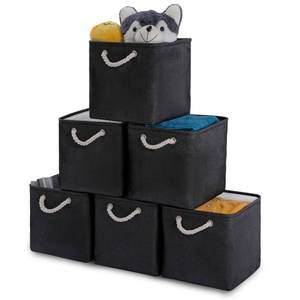 lot 11718 image: Oterri 6 Pack Cube Storage Bins, Foldable Storage Cubes, 11x11 Inch Fabric Cubes Storage Basket, Decorative Storage Basket for Home, Shelves, Nursery Organizers(Black)
