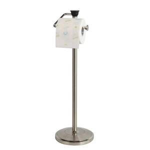 lot 11720 image: ZCCZ Toilet Paper Holder with Storage - Free Standing Tissue Dispenser - Nickel Finish - Holds up to 5 Mega Rolls - No Tools Required for Assembly - Durable and Stylish Bathroom Accessory
