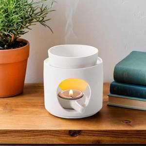 lot 12182 image: wfljl Glass Oil Burner for Essential Oil & Scented Oil - Oil Warmer Candle Diffuser��White��
