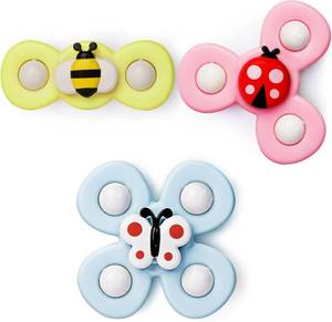 lot 12186 image: LiKee Strong Suction Cup Fidget Rotating Sensory Bath Toys for Baby Christmas Stocking Stuffers, Airplane Car Travel Table & Window Toys for Toddler Boys and Girls, 10 Months