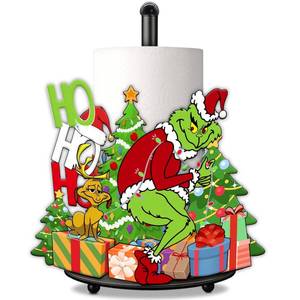 lot 12193 image: Green Monster Christmas Paper Towel Holder for Indoor Decorations Kitchen & Bathroom Decor Paper Towel Holder Stand Countertops